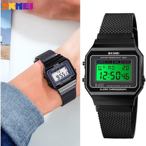 SKMEI Brand Luxury Men Digital Watches Sport Chrono Electronic Women Clock Waterproof Stainless Steel Wristwatch Relogio Reloj
