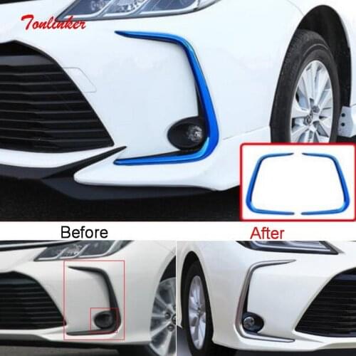 Tonlinker Exterior Front Fog Light Cover Sticker For Toyota Corolla 2019-20 Car styling 2 PCS Stainless steel Cover Stickers
