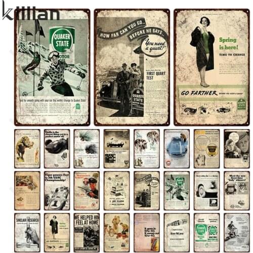 Spring Old Newspaper Tin Painting Mural Home Decoration Vintage Art Old Time Metal Poster Metal Plate Bar Club Home Decoration