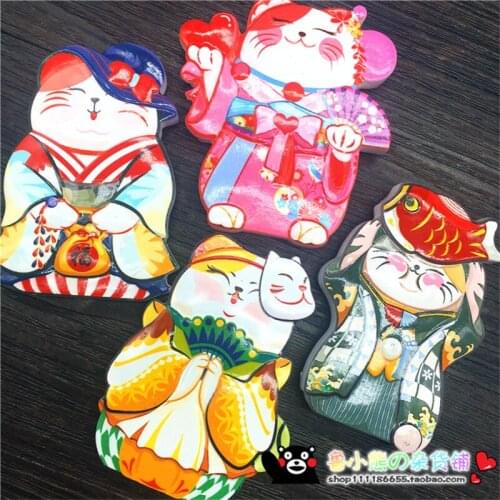 3D Print Japan Tourist Souvenirs Cute Kimono Lucky Cat Refrigerator Magnetic Stickers