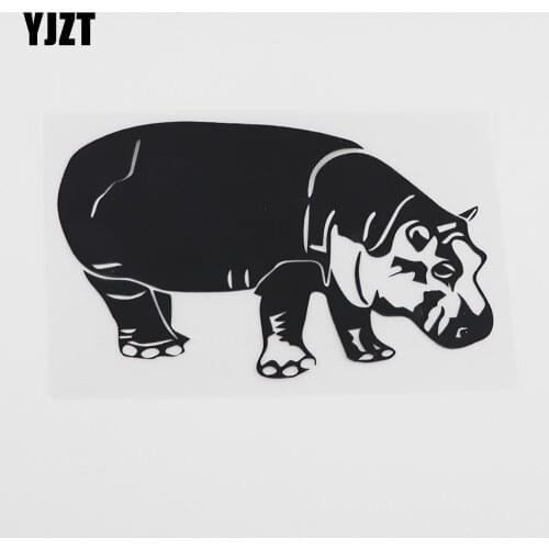 YJZT 15.2CMX9.3CM Waterproof Hippo Safari Animals Decal Vinyl Car Sticker Black/Silver 8A-0085