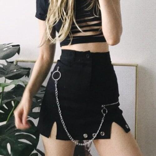 Summer New 2021 Fashion Sexy Womens High Waist Black Chic Girl Female Europe Vintage Sliod Color Skirt E190