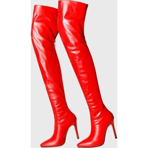 2022 New Spring Fashion Over the knee High Boots Sexy High Heels Runway Trendy Shoes Woman Back Zipper Boots Big size 40-48