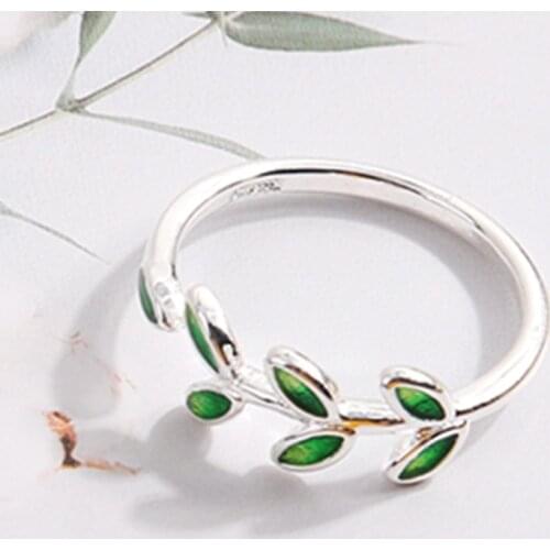 Silver Leaves ring for women cz adjustable open ring copper 5A zircon daisy butterfly heart ring women rings 925 silver plated