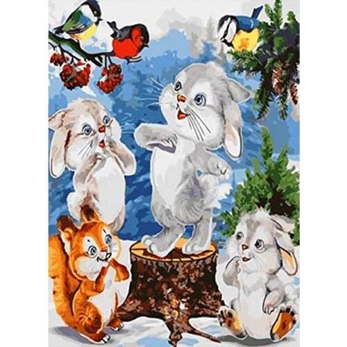 Painting By Numbers Rabbit Squirrel Animal Drawing On Canvas Picture Animal Kit Wall Art HandPainted DIY Home Decoration Gift