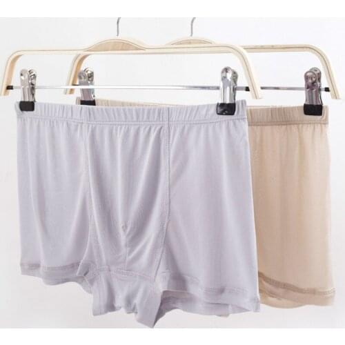100% Silk Mens Underwear Comfort Breathable Soft Boxer Shorts Solid Panties Healthy Lingerie Calcinha Male Underwear Plus Size