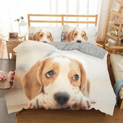 2/3Pcs Home Textiles Cute Dog Printed Duvet Cover with Pillowcase Housse De Couette Full Size 3d Bed Set for Adult Children