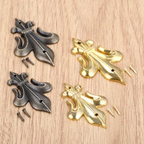 4 Pcs Antique Bronze/Gold Furniture Decorative Corner Brackets Jewelry Gift Box Wood Case Feet Leg Corner Protector with Nails