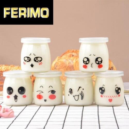 6pcs 100ml Pudding Bottles Cute Heat-resistant Glass Jelly Yogurt Jar Containers Liquid storage bottle DIY glass bottle