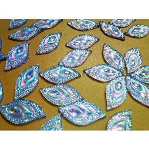 AB colour Rhinestones eye Navette shape sew on crystal flatback Stones Accessores Loose Beads 16*30mm 60pcs/lot