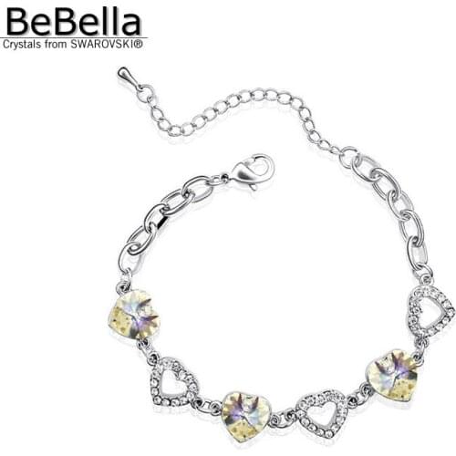 BeBella fashion crystal heart charm bracelet made with Swarovski Elements