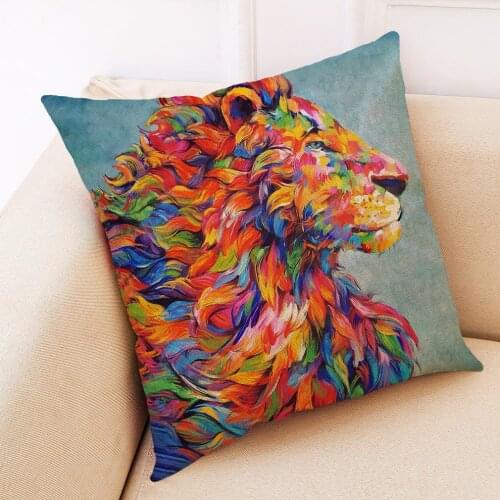 Household animal linen hug pillowcase lion print cushion hug pillowcase custom lumbar cushion pillow cushion color fashion hug