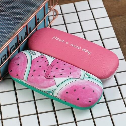 1pc Cartoon Fruit Pattern Cute Eyewear Case Glass Protector Girls PU Leather Glass Case Eyewear Glass Box 16.5x6.2x3.9cm PVC