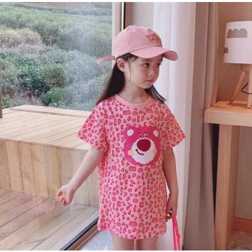 Cultiseed Baby Girls Cute Sweet Cartoon Leopard Print Short Sleeve T-Shirt Dress Clothing Children Kids New Summer Casual Gowns