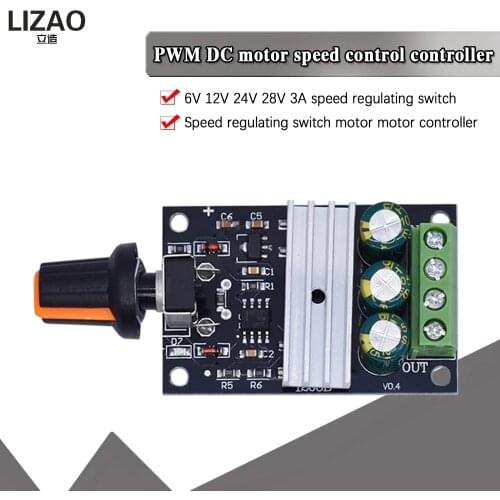 DC 6V 12V 24V 28VDC 3A 80W PWM Motor Speed Controller Regulator Adjustable