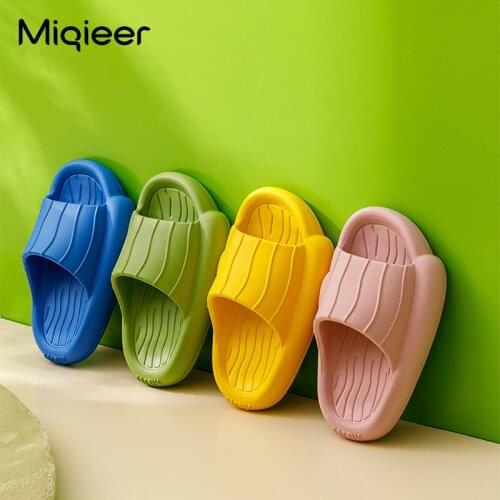Children Indoor Home Shoes Summer Boy Girls Solid Color EVA Thick-sole Non-slip Bathroom Slides Outdoor Beach Sandals Slippers