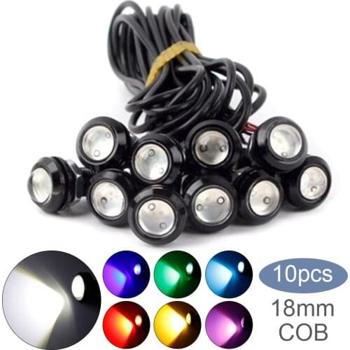 10pcs 18mm Car Eagle Eye DRL Led Daytime Running Lights LED Backup Reversing Parking Signal Automobiles Lamp for Car SUV Vehicle
