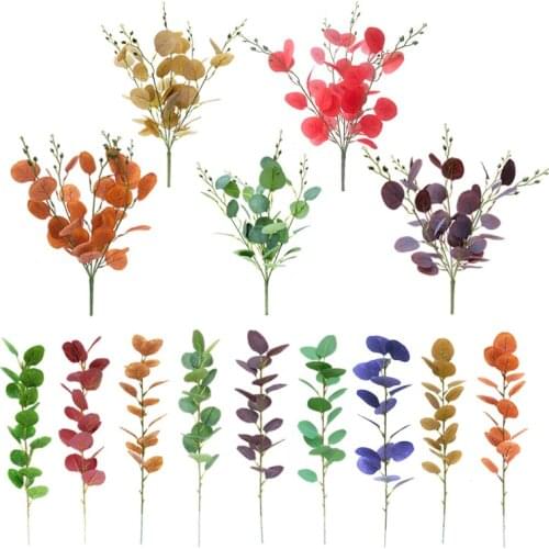 Immortal Eucalyptus Leaf DIY Wedding Party Decoration Plants Wall Background Round Leaf Single Gold Simulation Green Plant