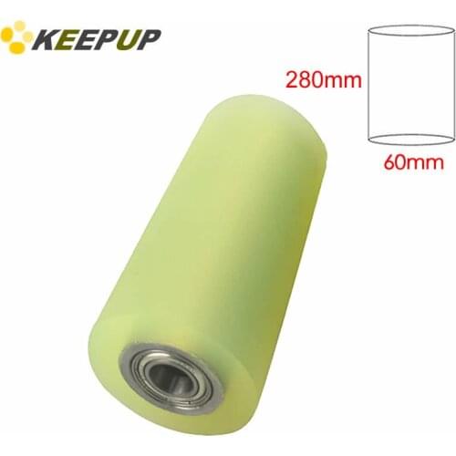 Furniture wheel.Diameter 60mm, length 280mm,PU polyurethane roller with bearing,Soft surface,Pipeline transmission Rubber wheel