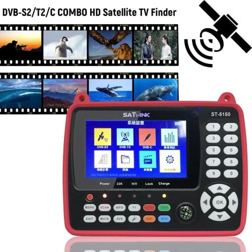 DVB-S2/T2/C COMBO HD Satellite TV Signal Finder Digital Handheld Signal Meter Satellite Finder H.265 HEVC MPEG-4 4.3 Inch TFT