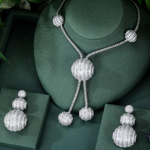 SORAMOORE High Quality Luxury 2PC Necklace Earring Set Jewelry Set For Women Wedding Party Full Zircon Dubai Bridal jewelry Set