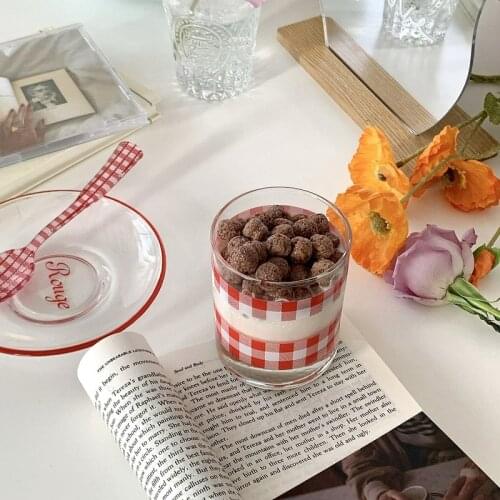 Homemade English Lattice Glass Butterfly Suit Handle Cup Breakfast Milk Coffee Cup Water Bottles