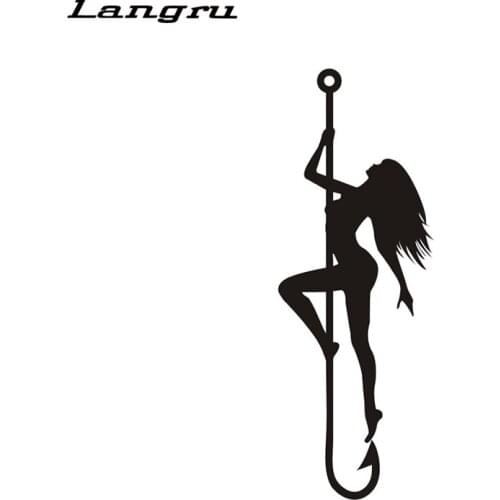 Langru Fishing Girl Hooks Hunter Bass Fishing Car Boat Sticker Fish Decal Posters Decor Sticker Jdm