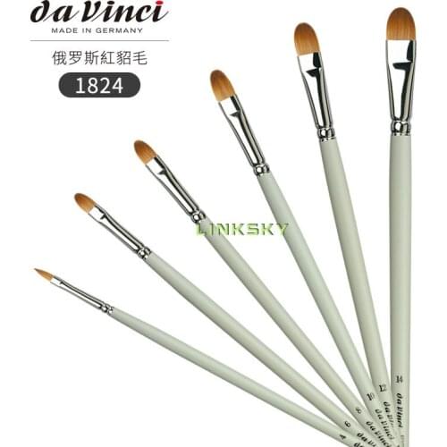 Da Vinci Oil & Acrylic Series 1824 Oil Paint Brush,Filbert Russian Red Sable with Long Grey Handle,excellent Spring, Resiliency