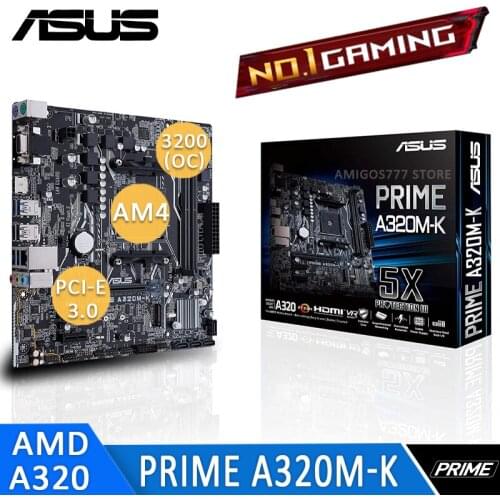 Socket AM4 Asus PRIME A320M-K Motherboard PCI-E 3.0 32GB VGA M.2 SSD DDR4 3200MHz USB3.1 Gen1 Athlon X4 A320 Placa-Mãe AM4 New
