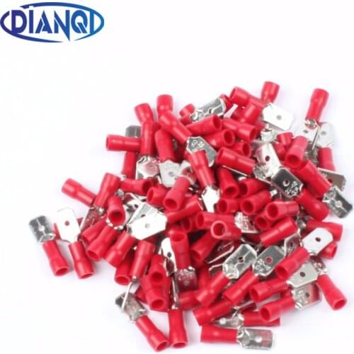 DIANQI MDD1.25-250 male Insulated Spade Quick Connector Terminals Crimp Terminal AWG MDD1-250 100PCS/Pack MDD