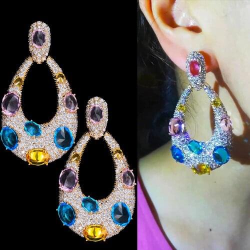 Missvikki High Quality Handmade Luxury Gorgeous Drop Pendant Earrings for Women Bridal Wedding Party Show Earrings Jewelry Dubai