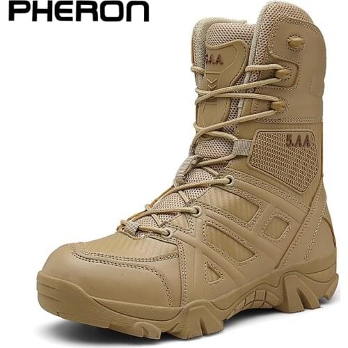 Men High Quality Brand Military Leather Boots Special Force Tactical Desert Combat Mens Boots Outdoor Shoes Ankle Boots Zapatos