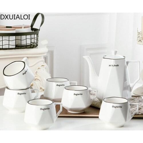 Simple and Creative Pure White Irregular Mug Ceramic Afternoon Tea Coffee Cup Household Living Room Restaurant Water Cup Set