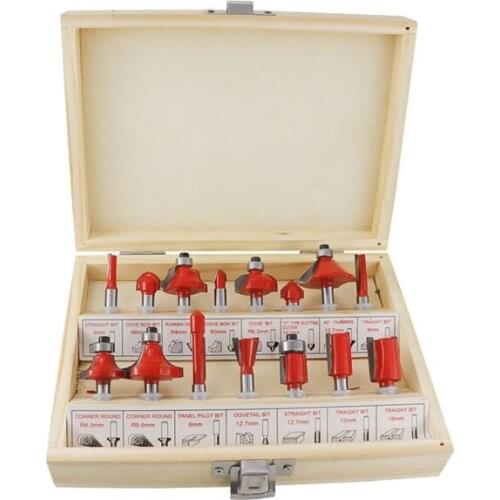 15pcs 1/4" 1/2" Shank Carbide Router Bit For Wood Milling Cutters Set Woodworking End Mill Engraving Bit Wood Cutter Tools