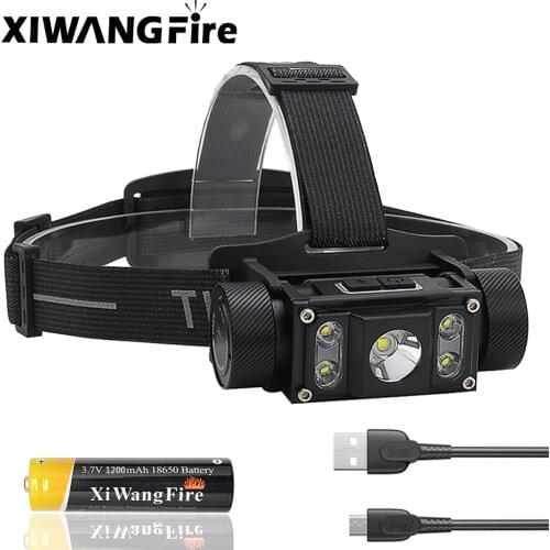 XP-G2 LED Headlamp Rechargeable Headlight Flashlight 1200 Lumen 6 Modes IP68 Waterproof L2 Head Lamp for Outdoor Camping Running