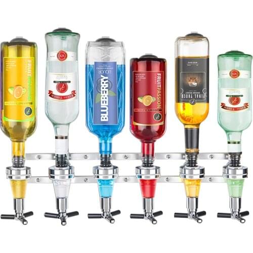 Wall Mounted 6-Station Liquor Dispenser Bar Butler Wine stopper Alcohol cocktail shaker Drinking Pourer Bar accessories