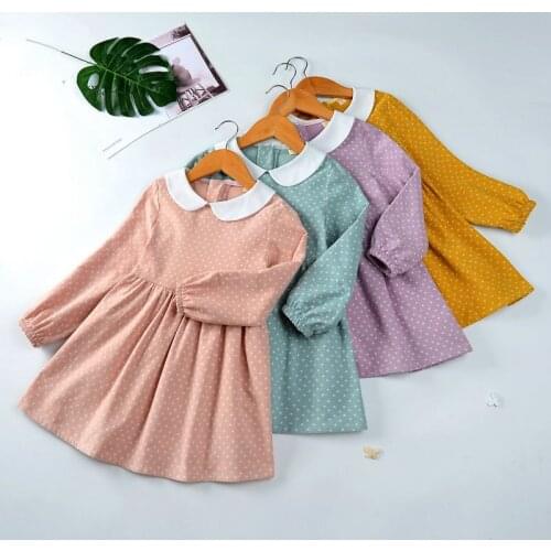 2021 new spring and autumn long-sleeved girl small floral dress cotton children princess dress