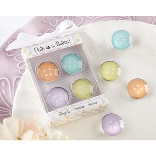 100sets/lot New arrive Baby shower Wedding Favors and Gifts "Cute as a Button!" Glass Magnets (4piece/set) Free shipping