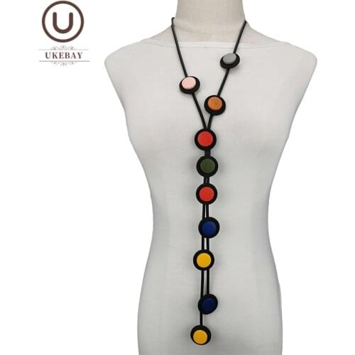 UKEBAY New Long Pendant Necklaces For Women Gothic Necklace Rubber Jewelry Designer Handmade Ethnic Chain Clothes Big Jewellery