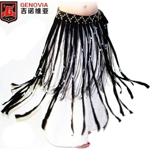 New Belly Dance Tribal Coin Belt Belly Dance Clothes Gypsy Costume Accessories Long Fringe Wrap Coins Skirts Hip Scarf