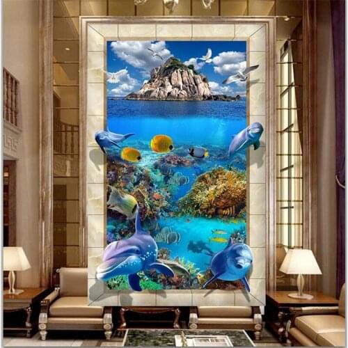 Custom Wallpaper 3d Photo Murals Underwater World Island Coral Seaweed 3D wallpaper Vision Living room bedroom Background wall