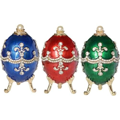 Russian Egg crystal bejeweled Jewelry ring Trinket treasured storage Box Easter egg collectible wedding gifts