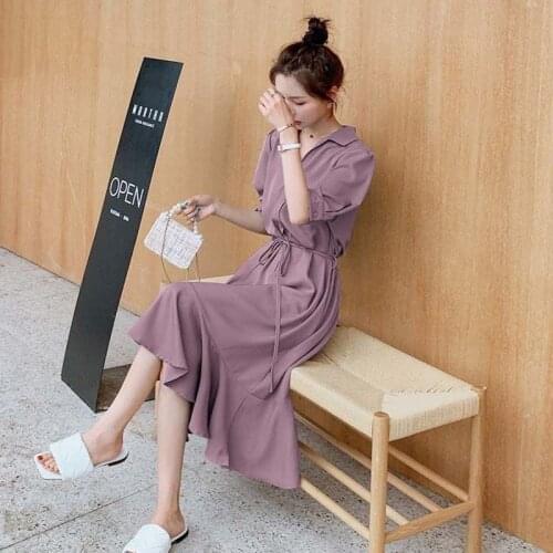 S-2xl Summer Women New Retro Chiffon 5 Colors V-neck With Belt Half Sleeves Buttons Ruffle Plus Size A-line Cocktail Dresses4636