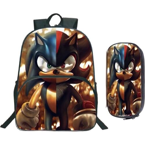SONIC RACING School Bags Students School Backpack Fashion Beautiful Surprise Gift School Rucksack (2 Set / Backpack pencil Case)