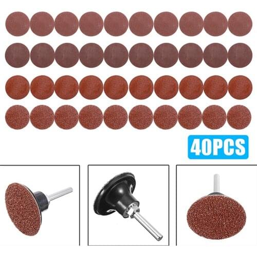 40pcs/set 2''50mm Sanding Disc 40/80/120/240 Grits Sander Pad Sanding Sheet With Mandrel Lock 1/4" Shank Polishing Abrasive Tool