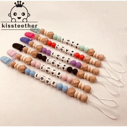 NEW DIY Silicone Baby Pacifier Clip Personalised Name Colorful Pacifier Chain for Baby Teething Soother Chew Toy Dummy Clips