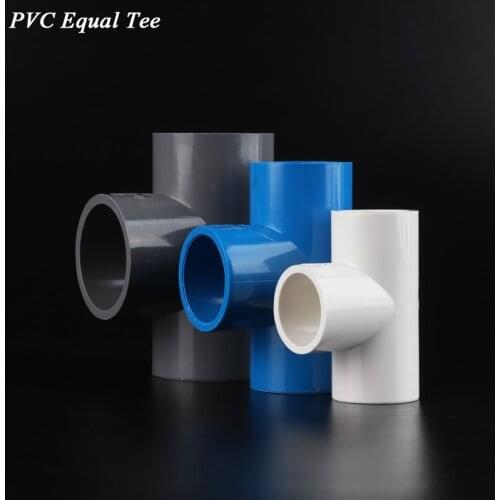 2Pcs PVC Pipe Connector 20 25 32 40mm Garden Irrigation Equal tee Three Way Fish Tank Supplies Aquarium Water Pipe Fittings