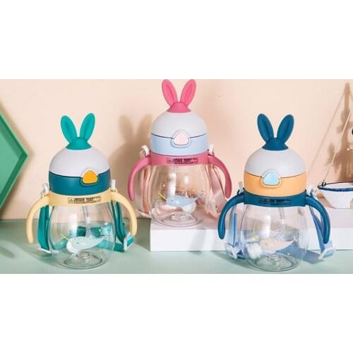 Kids Children Cartoon Animal School Drinking Water Straw Bottle Straw Sippy Baby Cup 270ml