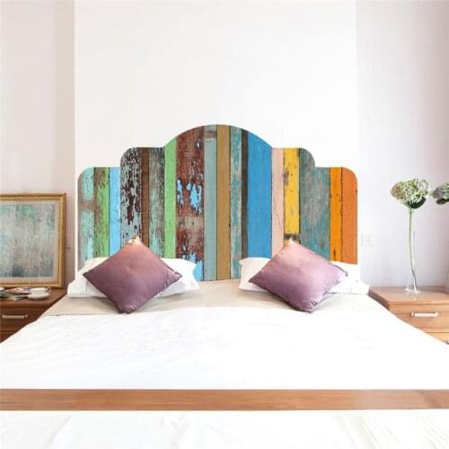 Bedroom Bed Headboard Background Stickers Colorful Wood Grain Poster Home Decor Renovation Self Adhesive King Size Bed Wallpaper