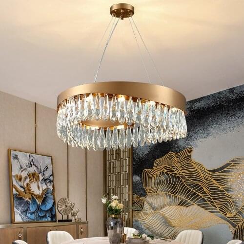 Modern Luxury Crystal Chandelier Lighting For Living Room Dining Room Bedroom Indoor Lighting LED Round Hanging Lamp